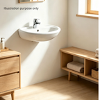 Saniware WB-2202 500mm Ceramic White Wall Hung Basin Sinki Tandas Bilik Mandi For Bathroom, Master Bathroom, Public Restroom & Larger Wash Areas