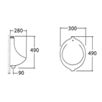 Asher U1113 300mm Wall Hung White Urinal Bowl come with Top Inlet pre-punch flush hole For Bathroom use