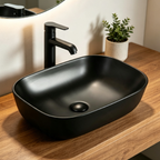 Saniware WB-493 MB 495mm Ceramic Matt Black Above Counter Art Basin Sinki Tandas Bilik Mandi For Modern Vanity, Feature Bathroom & Renovation Projects