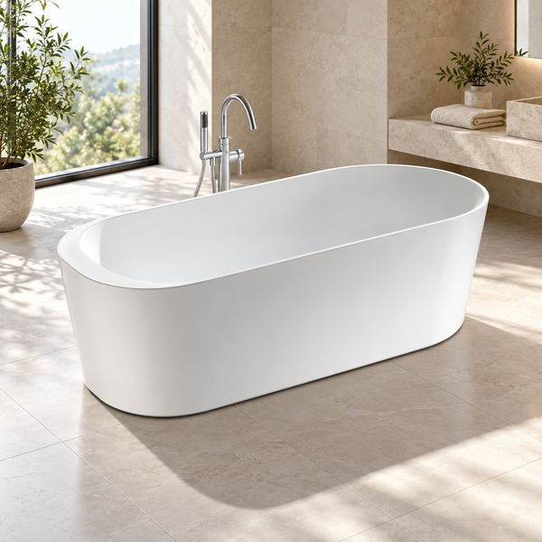 Arris Infinity Merlin D8366-150 /  D8366-170 White One-Piece Freestanding Bathtub 1500 × 800 × 600mm
