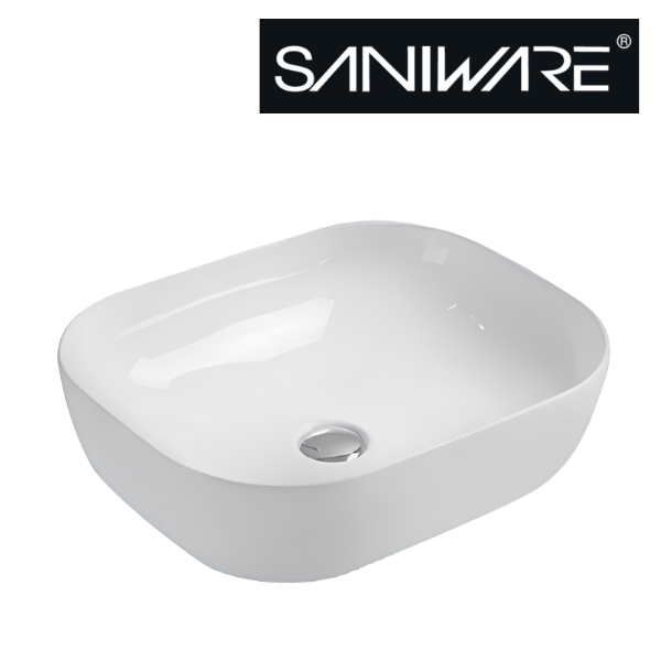 Saniware WB-493A MW 460mm Ceramic Matt White Compact Above Counter Art Basin Sinki Tandas Bilik Mandi For Narrow Vanity, Powder Room & Renovation Projects