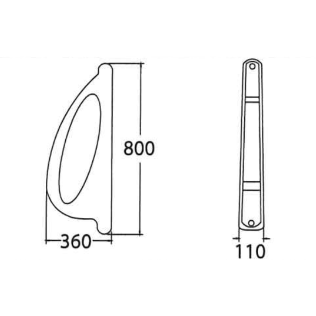 Asher UD 2 Wall Hung Urinal Partition Urinal Divider 360W x 800H mm Ceramic Gloss Finish Partition Panel With Bracket