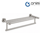 Onimi 2302 625mm Wall Mounted Matt Stainless Steel Finish 2-Tier Towel Shelf