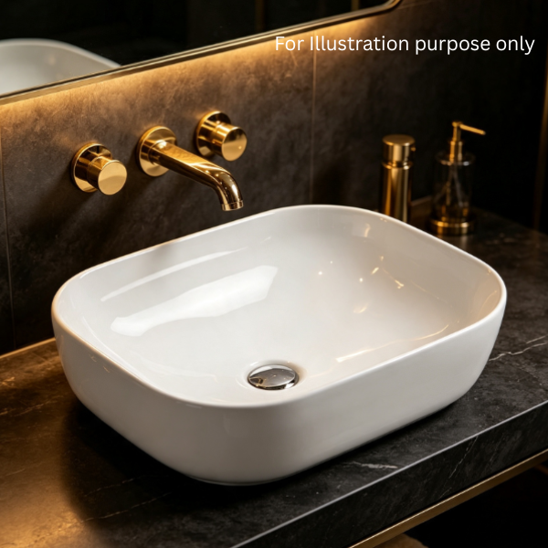 Saniware WB-493A MW 460mm Ceramic Matt White Compact Above Counter Art Basin Sinki Tandas Bilik Mandi For Narrow Vanity, Powder Room & Renovation Projects
