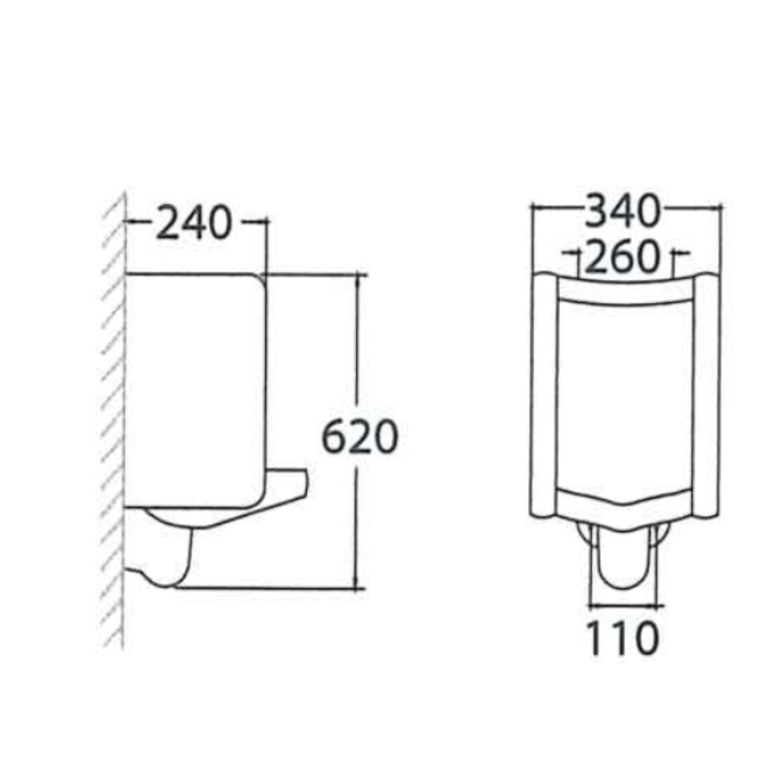 ASHER U 1114 Wall Hung Urinal Bowl comes with Top Inlet pre-punch flush hole Ideal for offices, schools, factories, shopping malls and public facilities