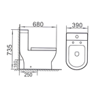 Saniware WC-2076 680mm One-Piece Washdown Toilet Bowl Sinki Tandas Bilik Mandi S-Trap 250mm / P-Trap 180mm Roughing-In