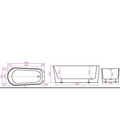 Arris Infinity Merlin D8366-150 /  D8366-170 White One-Piece Freestanding Bathtub 1500 × 800 × 600mm