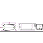 Arris Infinity Merlin D8366-150 /  D8366-170 White One-Piece Freestanding Bathtub 1500 × 800 × 600mm