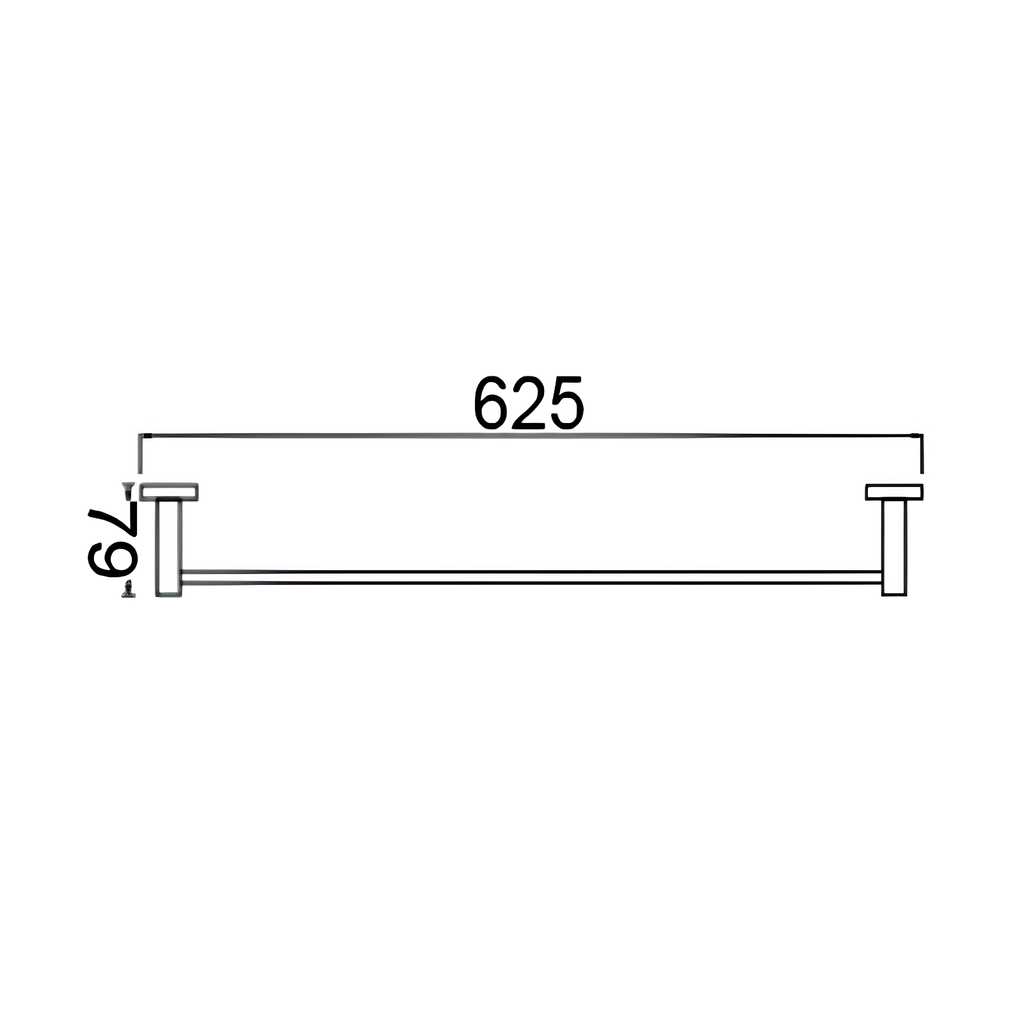 Onimi 2303-600 600mm Wall Mounted Matt Stainless Steel Finish Single Towel Rail