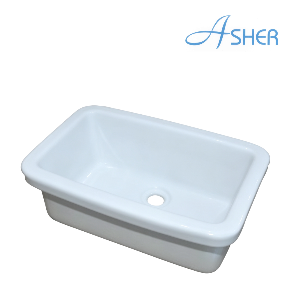 ASHER LS2  570MM Rectangle White Ceramic Utility Lab White Basin Sink Sinki Lab Pedicure Sink For Laboratory Sains Lab Use