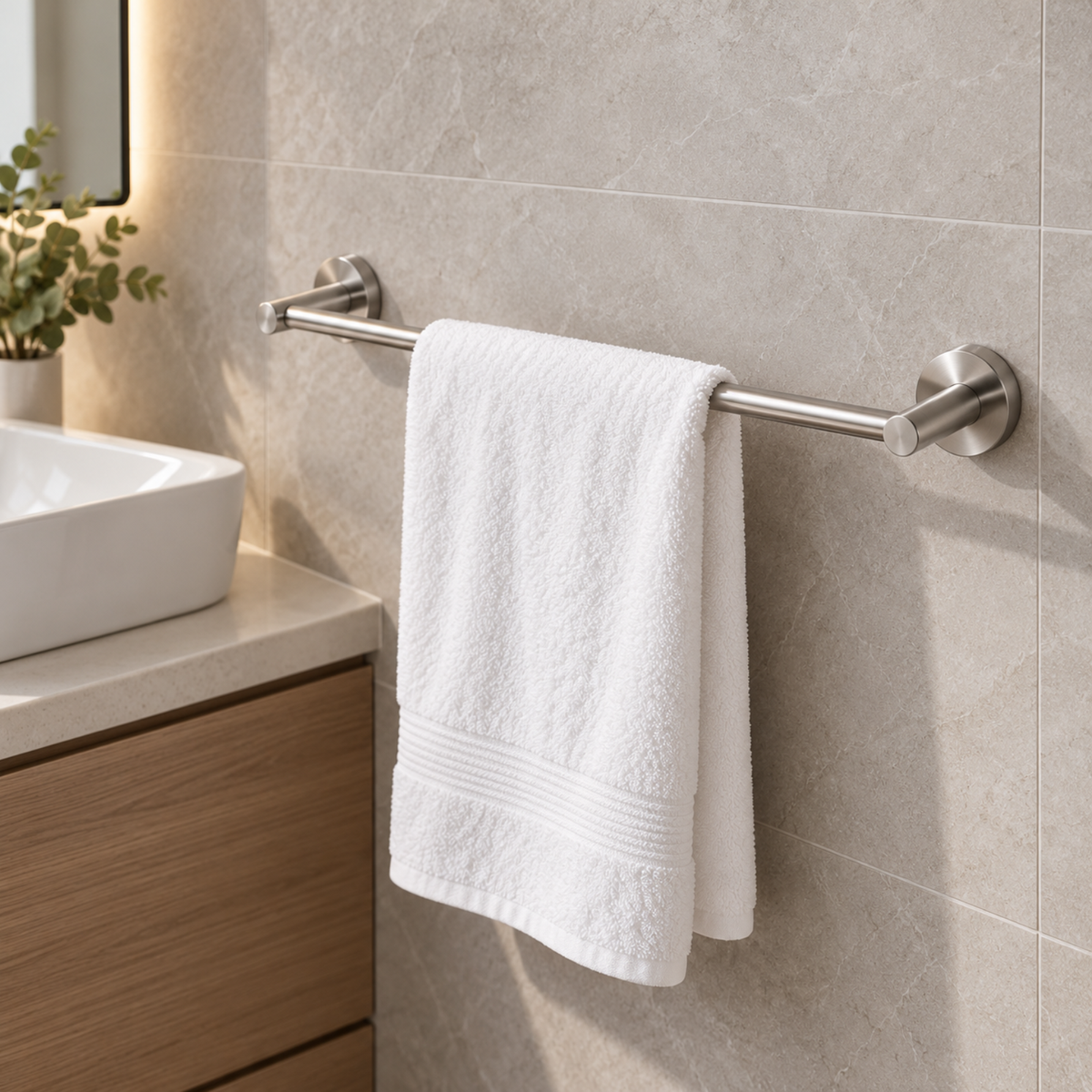 Onimi 2303-600 600mm Wall Mounted Matt Stainless Steel Finish Single Towel Rail