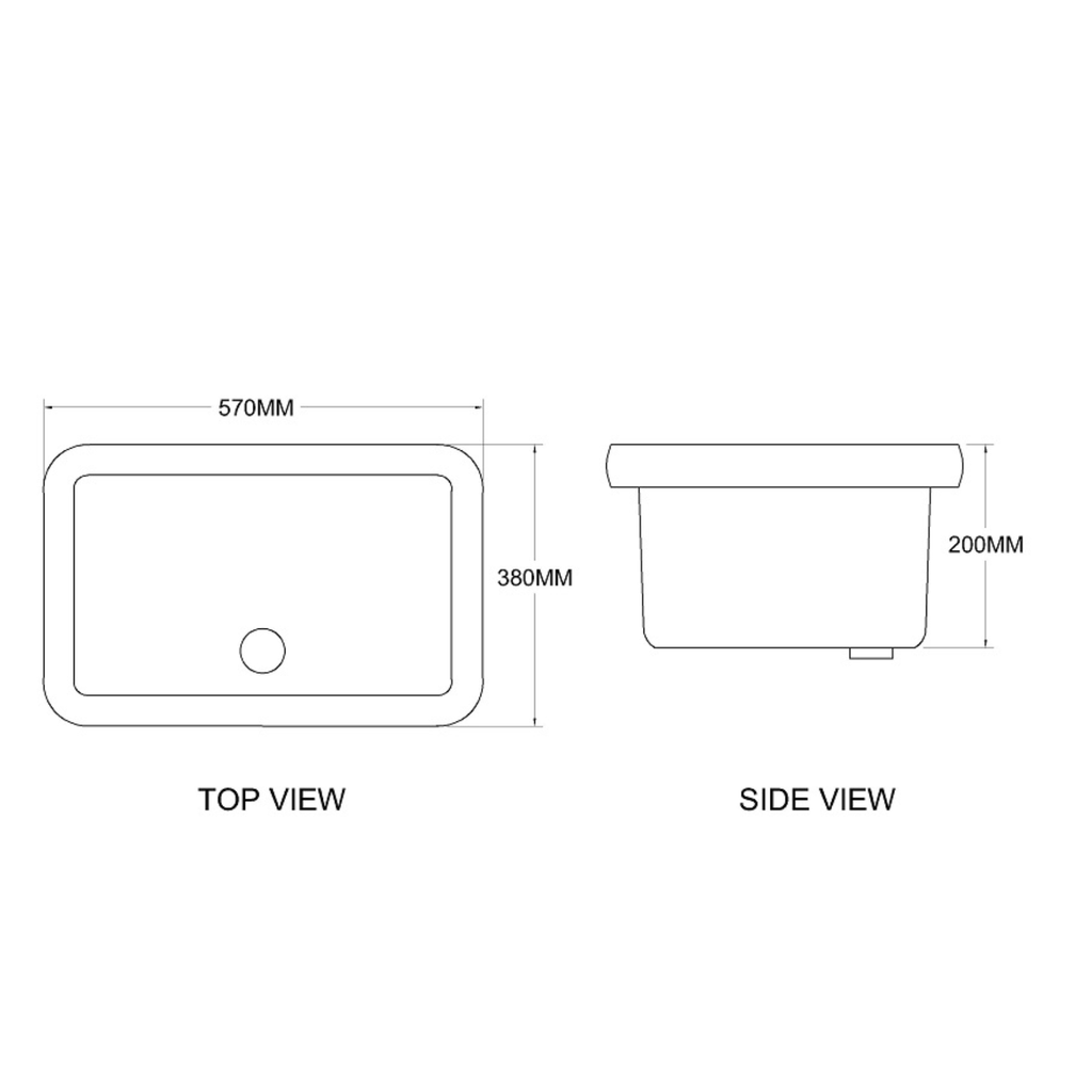 ASHER LS2  570MM Rectangle White Ceramic Utility Lab White Basin Sink Sinki Lab Pedicure Sink For Laboratory Sains Lab Use