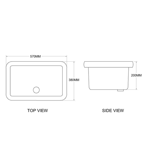 ASHER LS2  570MM Rectangle White Ceramic Utility Lab White Basin Sink Sinki Lab Pedicure Sink For Laboratory Sains Lab Use