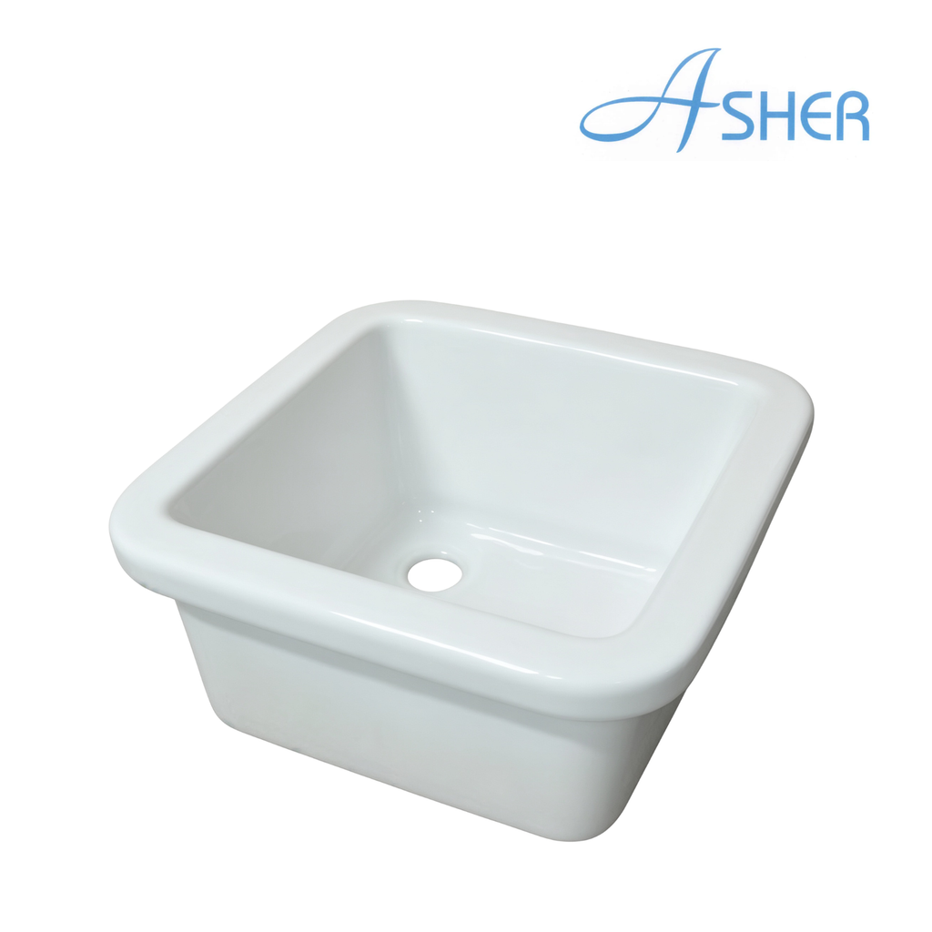 Asher LS 3 410MM Rectangle White Ceramic Utility Lab White Basin Sink Sinki Lab Pedicure Sink For Bathroom Use