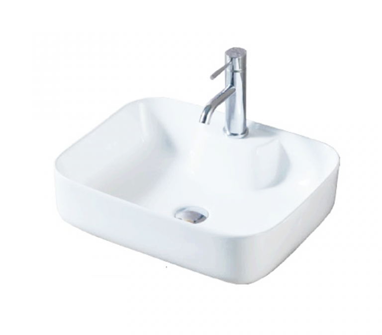 DOCASA 1092A 520mm Ceramic White Counter Mounting Basin Sinki Tandas Bilik Mandi For Bathroom,Dining Area,Outdoor Murah