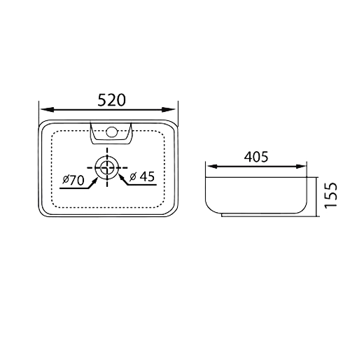 DOCASA 1092A 520mm Ceramic White Counter Mounting Basin Sinki Tandas Bilik Mandi For Bathroom,Dining Area,Outdoor Murah