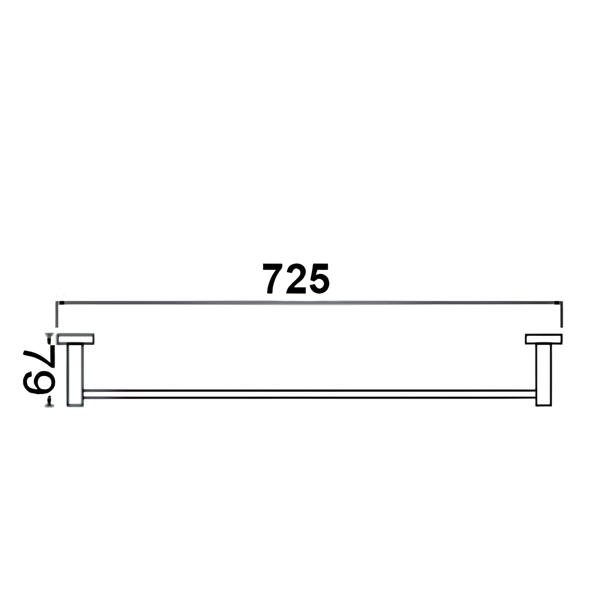 Onimi 2303-700 700mm Wall Mounted Matt Stainless Steel FinishSingle Towel Rail