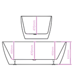 Arris Infinity ars-D8371 White Super Slim One-Piece Freestanding Bathtub 1700 × 800 × 610mm