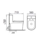 Saniware WC-2090 710mm Rimless One-Piece Washdown Toilet Bowl Sinki Tandas Bilik Mandi with UF Seat Cover S-Trap 200mm / 250mm Roughing-In