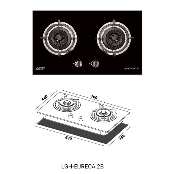 LIVINOX L-Shaped Kitchen Cooker Hood & Gas Hob Combo – LCH-SUGI DC-90FB