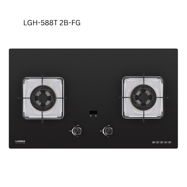 LIVINOX LCH-SUGI DC-90FB Black Cooker Hood – 2800 m³/h Powerful Suction, BLDC LGH Series Gas Hob Combo