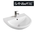Saniware WB-207 490mm Ceramic White Wall Hung Basin Sinki Tandas Bilik Mandi For Bathroom, Family Bathroom, Modern Home & Renovation Works