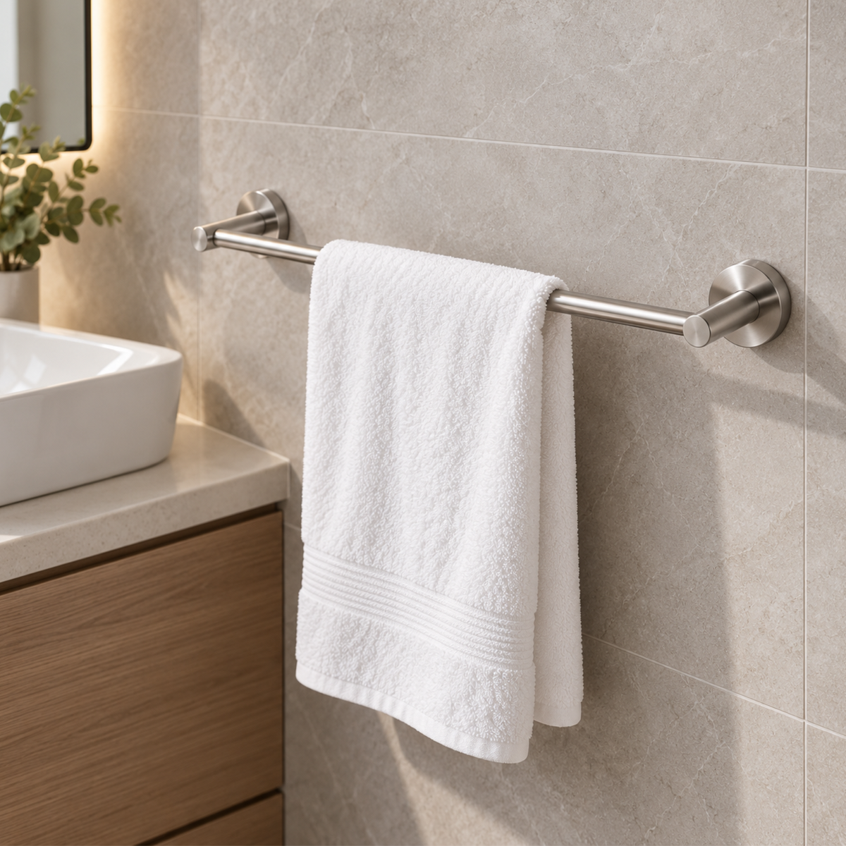 Onimi 2303-700 700mm Wall Mounted Matt Stainless Steel FinishSingle Towel Rail