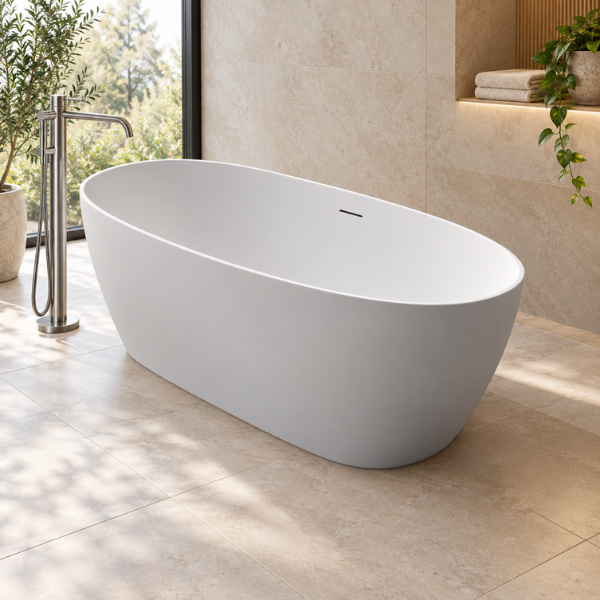 Arris Infinity ars-D8371 White Super Slim One-Piece Freestanding Bathtub 1700 × 800 × 610mm