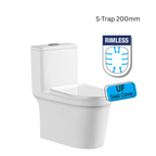 Saniware WC-2090 710mm Rimless One-Piece Washdown Toilet Bowl Sinki Tandas Bilik Mandi with UF Seat Cover S-Trap 200mm / 250mm Roughing-In