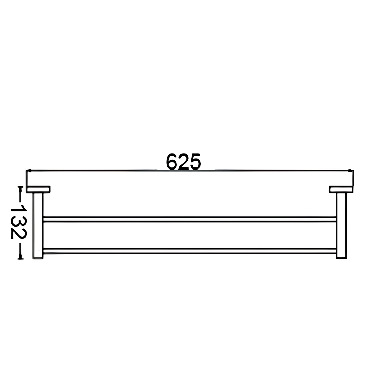 Onimi 2304-600 600mm Wall-Mounted Matt Stainless Steel Finish Double Towel Rail
