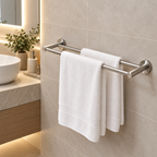 Onimi 2304-600 600mm Wall-Mounted Matt Stainless Steel Finish Double Towel Rail