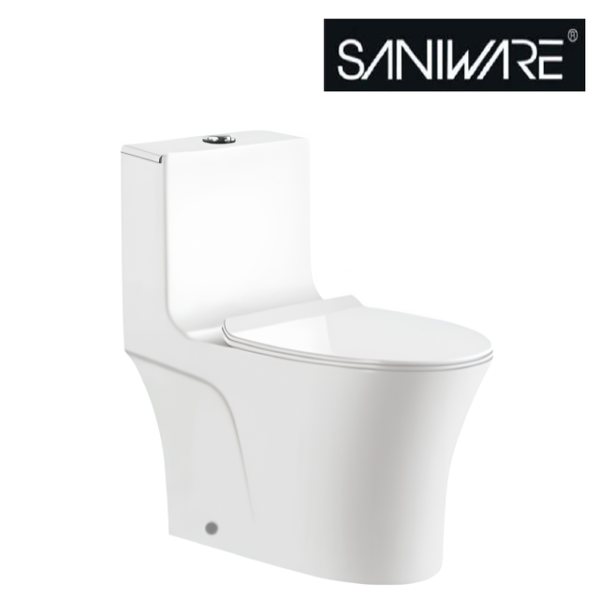 Saniware WC-2092A 710mm One-Piece Washdown Toilet Bowl Sinki Tandas Bilik Mandi S-Trap 250mm / P-Trap 180mm Roughing-In