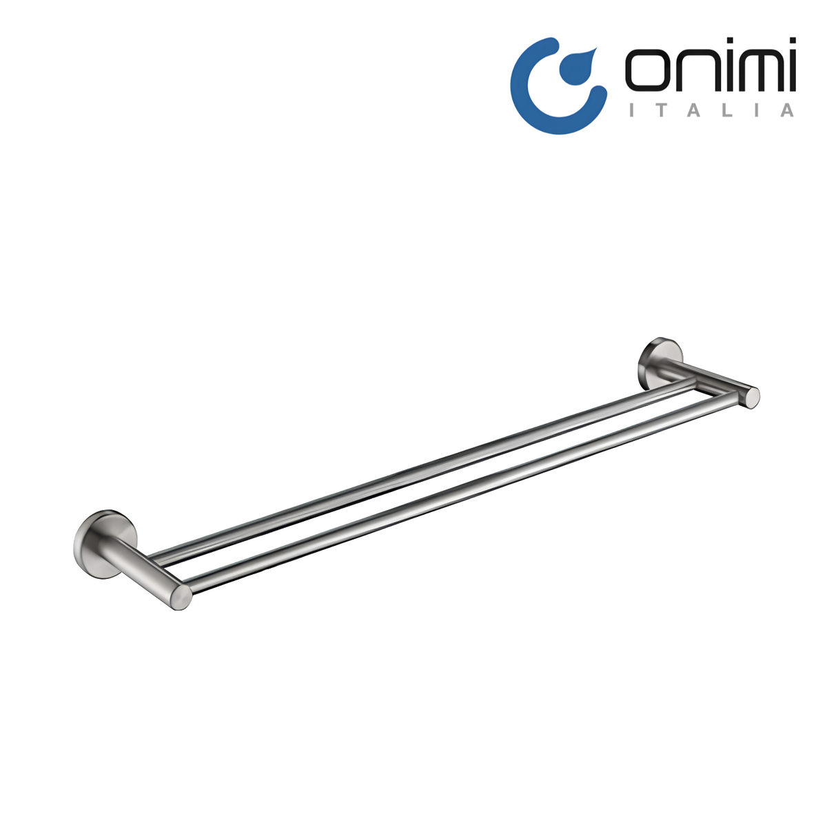 Onimi 2304-700 700mm Wall-Mounted Brushed Stainless Steel Finish Double Towel Rail