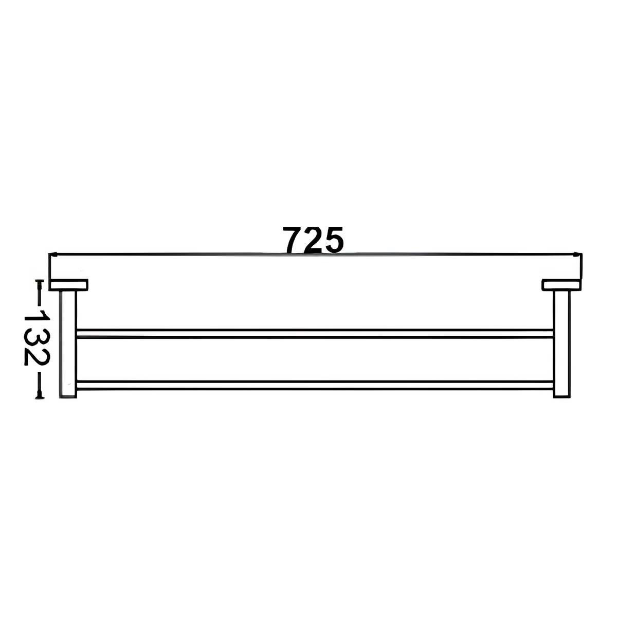 Onimi 2304-700 700mm Wall-Mounted Brushed Stainless Steel Finish Double Towel Rail