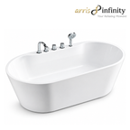 Arris Infinity Vila Nova ars-34 White One-Piece Freestanding Bathtub 1700 × 800 × 600mm – Chrome, Black or Gunmetal Fittings