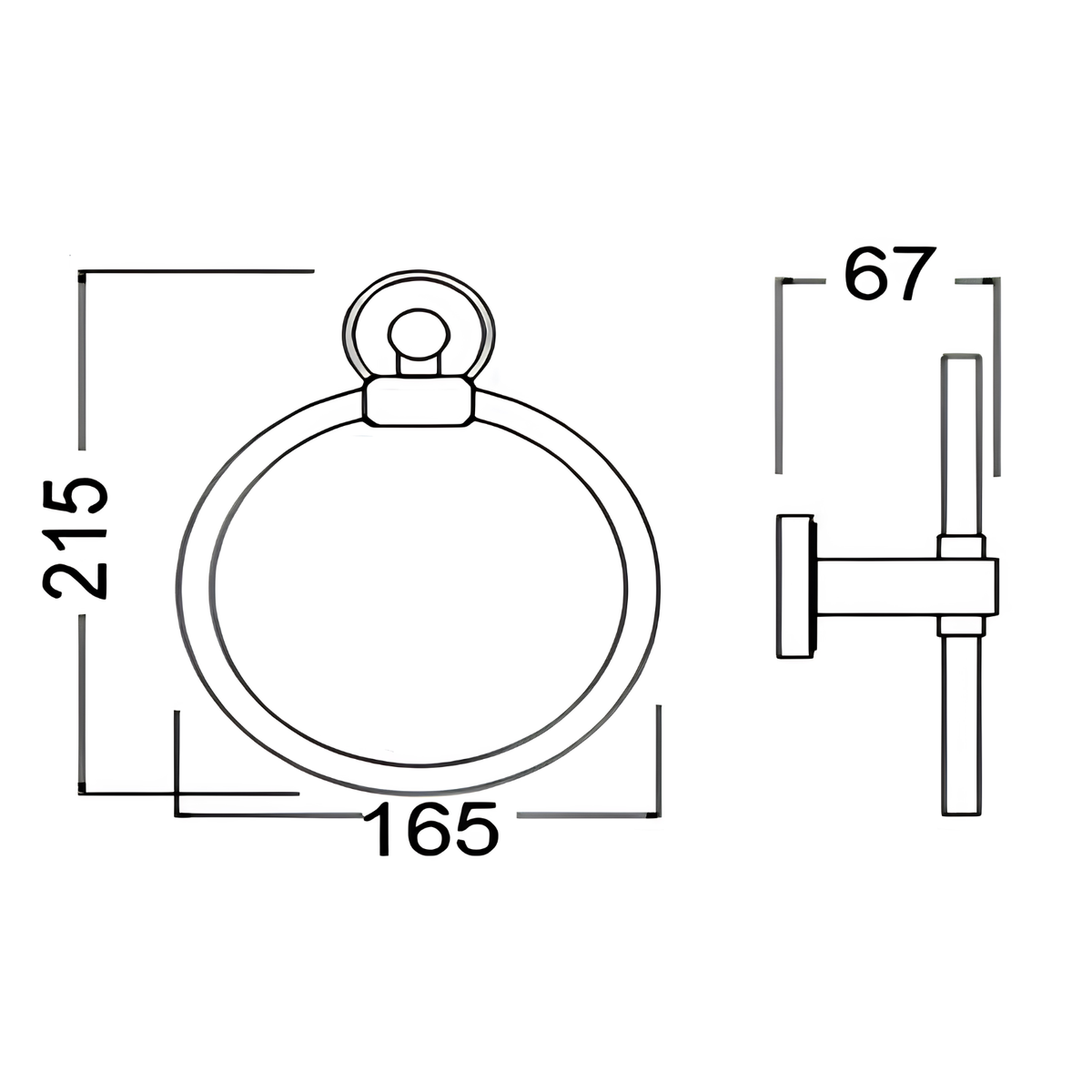 Onimi 2308A 165mm Wall-Mounted Matt Finish Stainless Steel Towel Ring