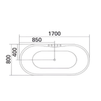 Arris Infinity Vila Nova ars-34 White One-Piece Freestanding Bathtub 1700 × 800 × 600mm – Chrome, Black or Gunmetal Fittings