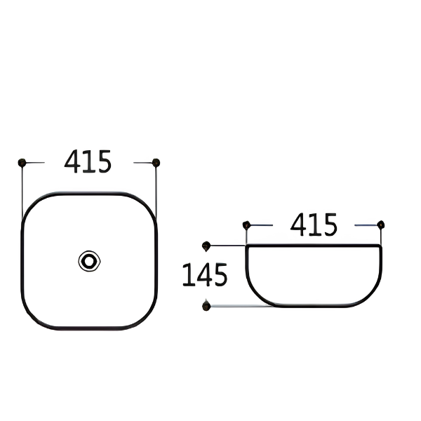 Saniware WB-496 MB 415mm Ceramic Matt Black Round-Square Above Counter Art Basin Sinki Tandas Bilik Mandi For Modern Vanity, Powder Room & Renovation Projects