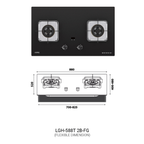 LIVINOX L-Shaped Kitchen Cooker Hood & Gas Hob Combo – LCH-SUGI DC-90FB