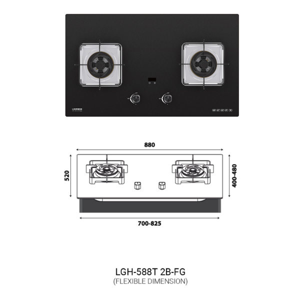 LIVINOX L-Shaped Kitchen Cooker Hood & Gas Hob Combo – LCH-SUGI DC-90FB