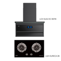 LIVINOX LCH-SUGI DC-90FB Black Cooker Hood – 2800 m³/h Powerful Suction, BLDC LGH Series Gas Hob Combo