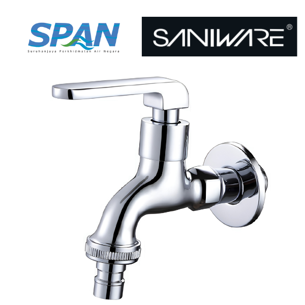 Saniware SWP-BR-3387A Chrome Wall Bib Tap with 3/4″ Hose Connector Suitable for: Laundry Areas, Utility Sinks and Hose Washing Tasks