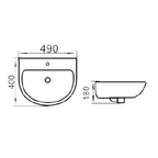 Saniware WB-207 490mm Ceramic White Wall Hung Basin Sinki Tandas Bilik Mandi For Bathroom, Family Bathroom, Modern Home & Renovation Works