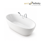 Arris Infinity Louis ars-D8358 C White One-Piece Freestanding Bathtub 1700 × 800 × 600mm with Chrome Fittings
