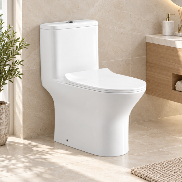 Saniware WC-2093A 680mm Rimless One-Piece Washdown Toilet Bowl Sinki Tandas Bilik Mandi S-Trap 100/150/200/250mm Roughing-In