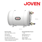 Joven JSH35 Horizontal Storage Water Heater 35 Litres (7.7 Imp. Gals) 3.0KW Stainless Steel Tank