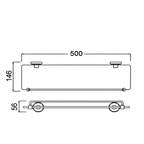 Onimi 2312 500mm Wall Mounted Clear Glass & Brushed Stainless Steel Finish Glass Shelf
