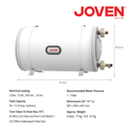 Joven JSH50 Horizontal Storage Water Heater 50 Litres (11.0 Imp. Gals) 3.0KW Stainless Steel Tank