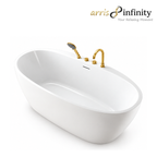Arris Infinity Louis ars-D8358 White One-Piece Freestanding Bathtub 1700 X 800 X 600MM Gold Fittings