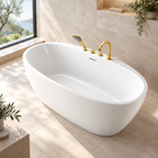 Arris Infinity Louis ars-D8358 White One-Piece Freestanding Bathtub 1700 X 800 X 600MM Gold Fittings